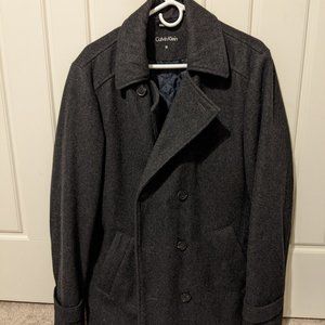 Calvin Klein Men's Wool Pea coat Medium Dark Gray